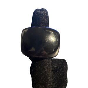 Dark Blue Cobalt Blue Acrylic Lucite Large Dome Cocktail Ring Size 6.5